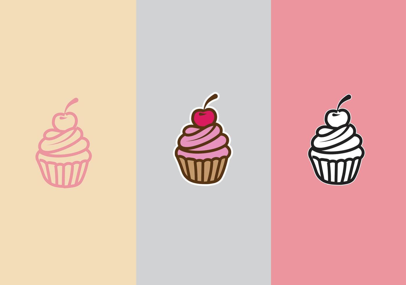 Cupcake icon fairy 3 background options icon set vector