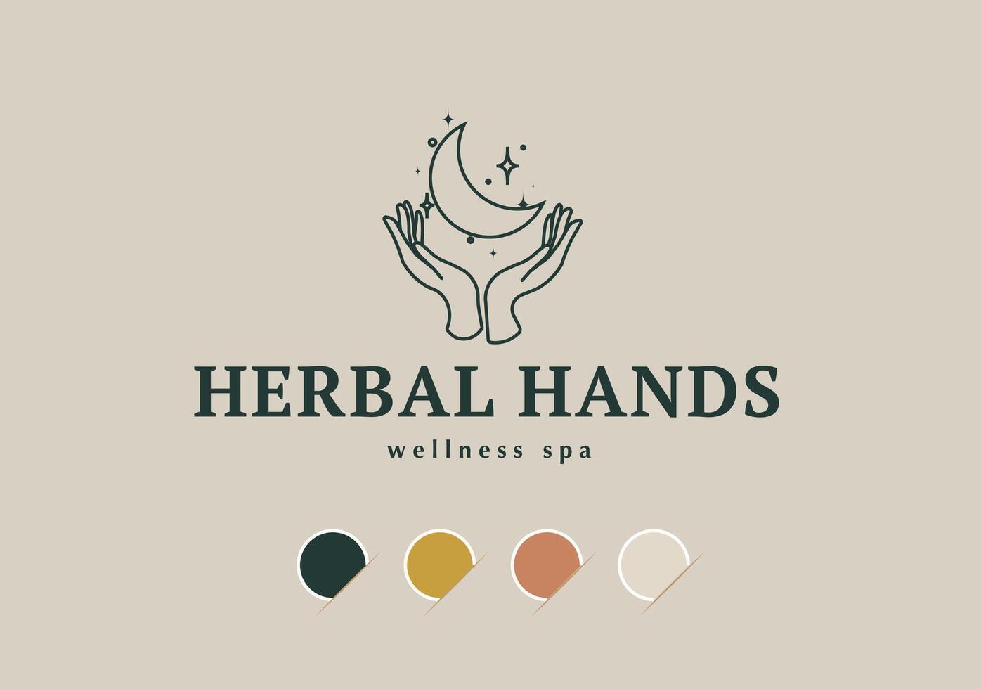 Spa Herbal holistic Logos of women's hands in a minimal linear style with four colours vector