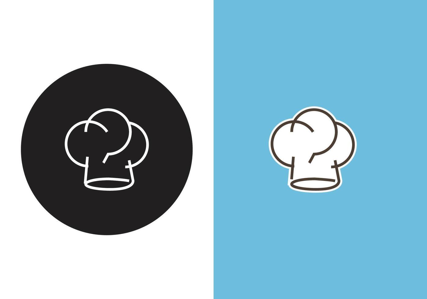 Chef Hat Icon Isolated on Black White Graphic vector