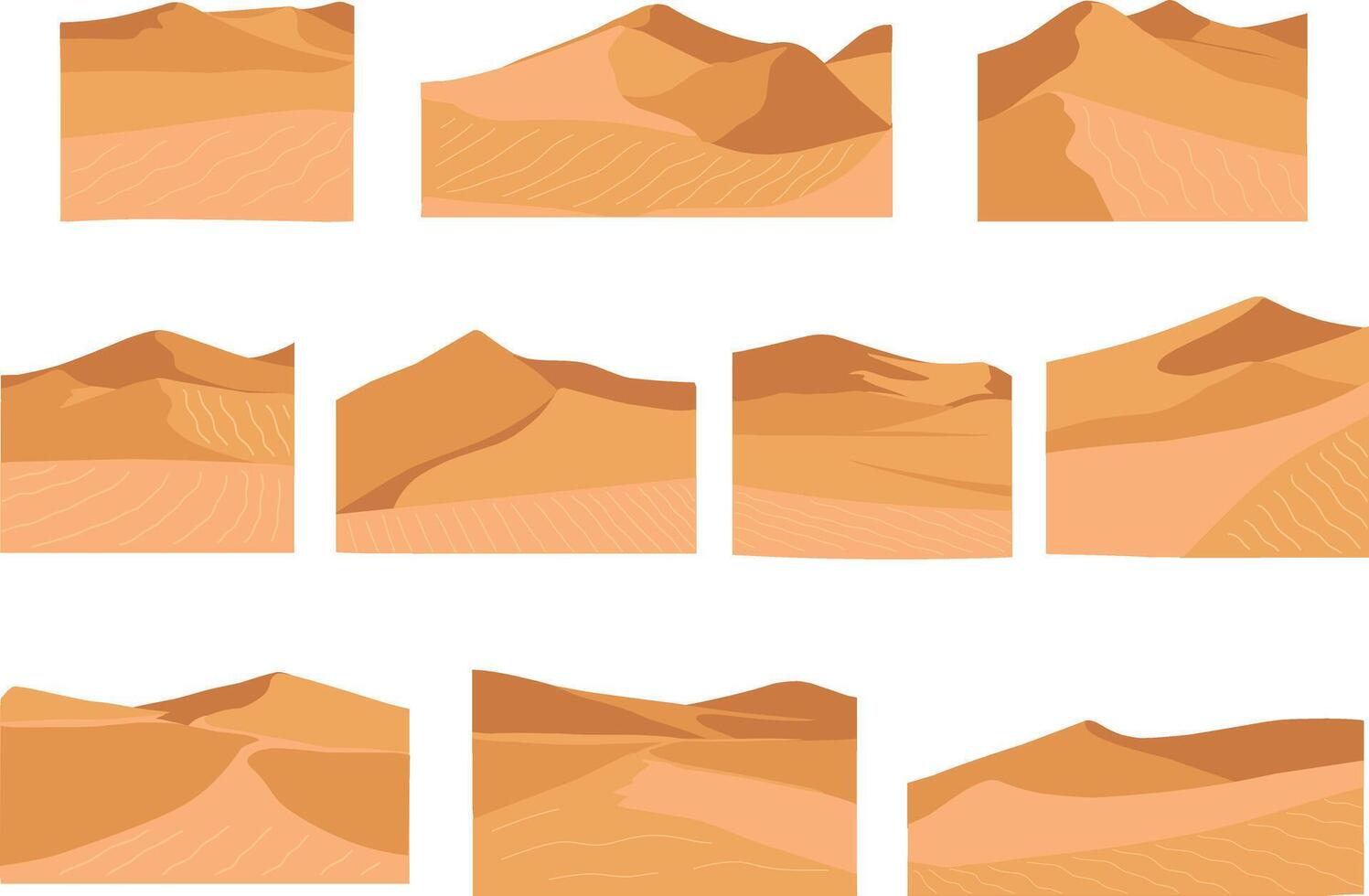 A serene desert hill landscape illustration featuring rolling sand dunes and soft natural tones. Ideal for background scenes, travel themes, nature visuals, and environmental designs. vector