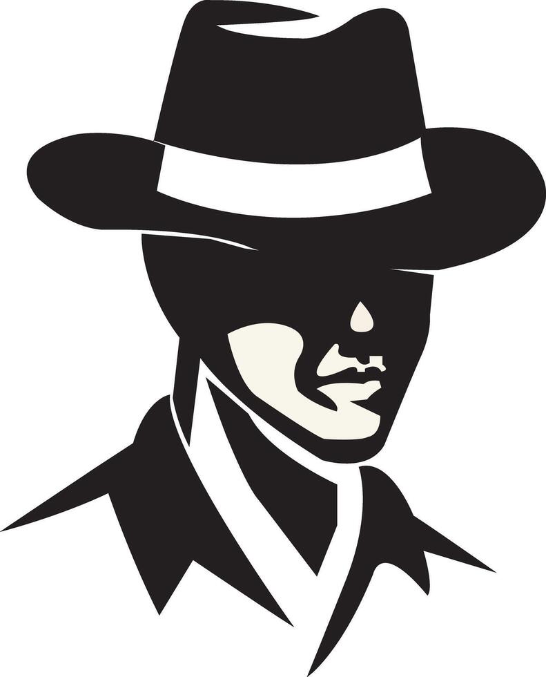 Portrait of a Man in Black Hat and Suit vector