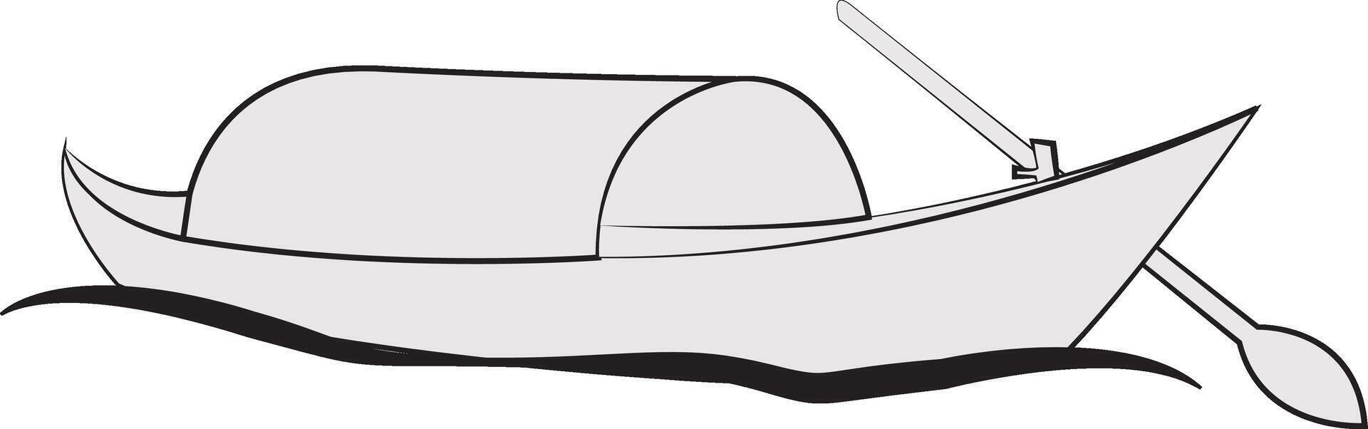 Black and White Line Art Boat Illustration vector