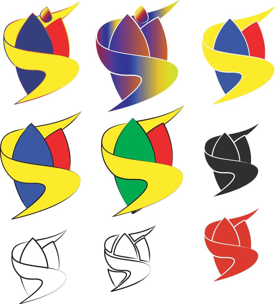 Creative S logo with a unique design and vibrant colors. Bold modern style suitable for branding business identity or artistic projects. vector