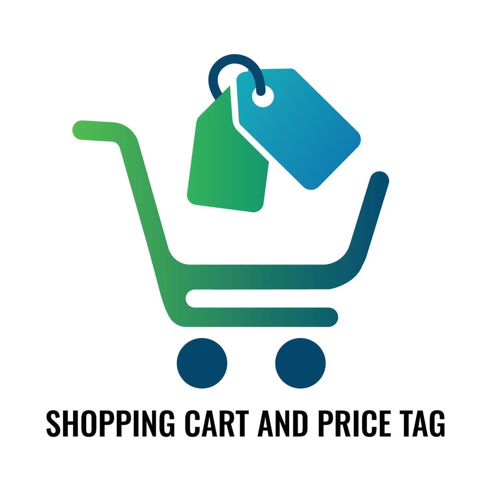 Shopping Cart and Price Tag Logo Design vector