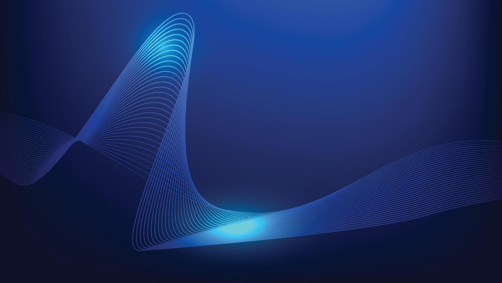 abstract blue wave background with glowing light vector