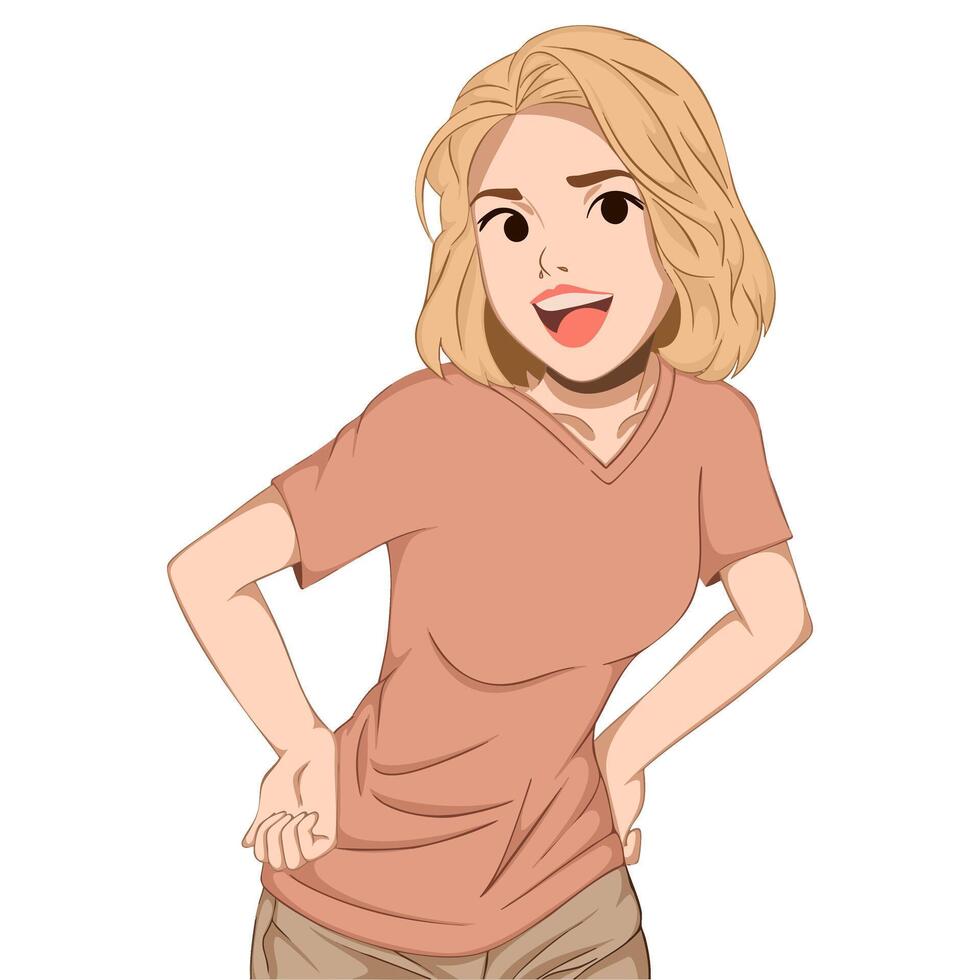 Illustration of a cheerful smiling woman vector