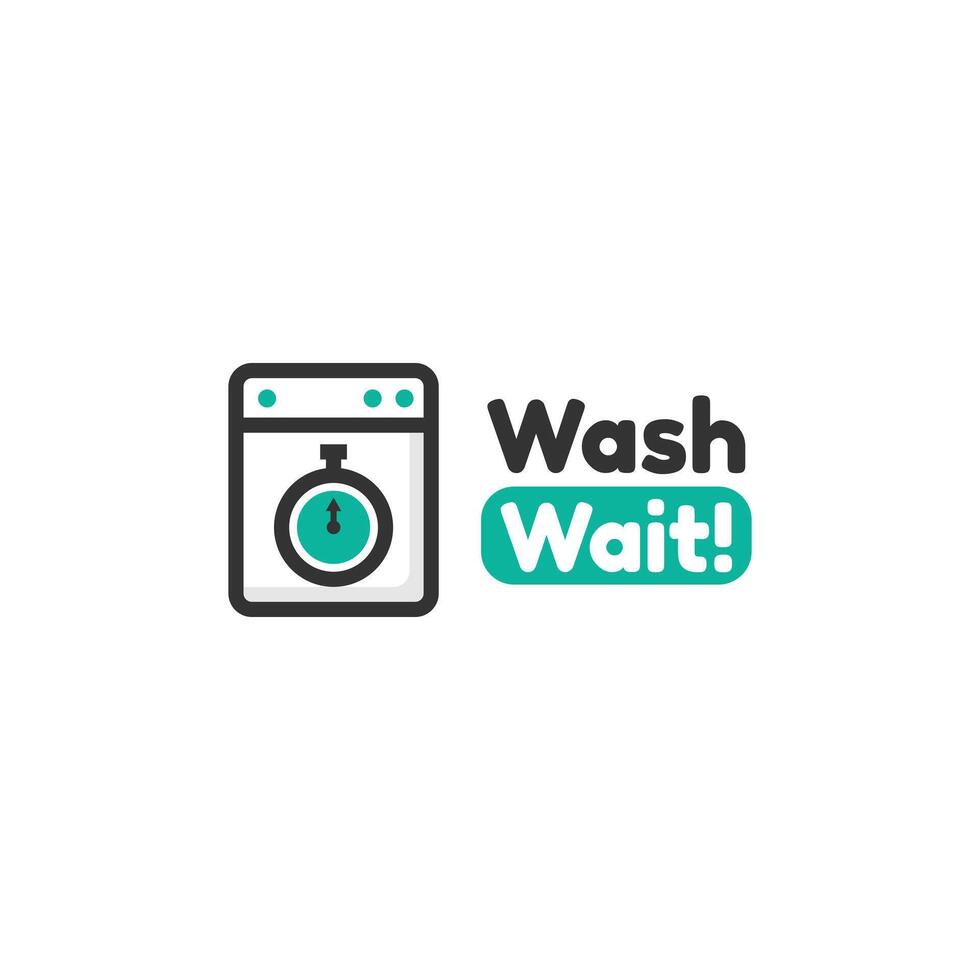 Modern laundry icon design with washer, timer, clean clothes, detergent, and textile service symbol. vector