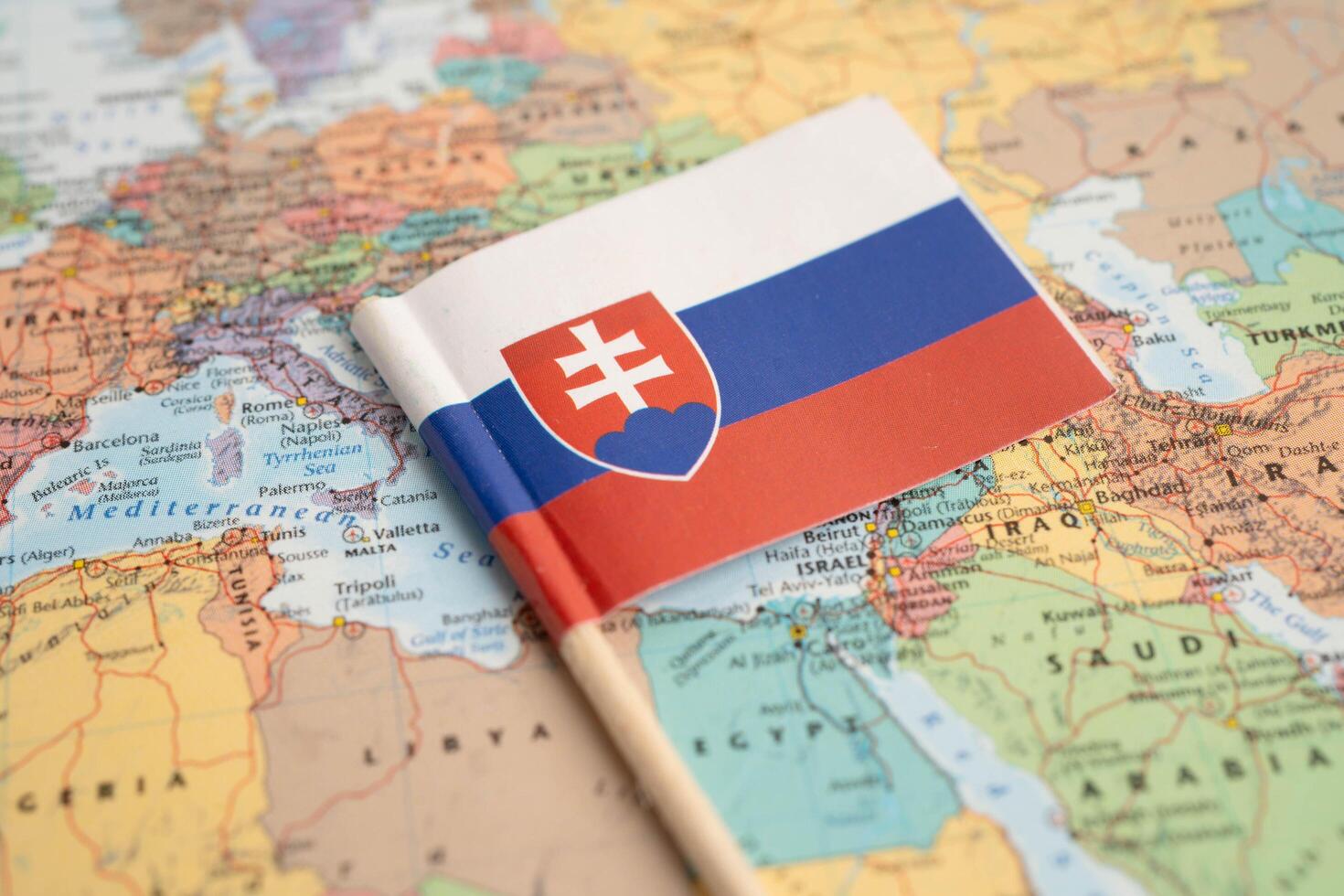 Bangkok, Thailand December 10, 2023 Poland map in world map paper. photo