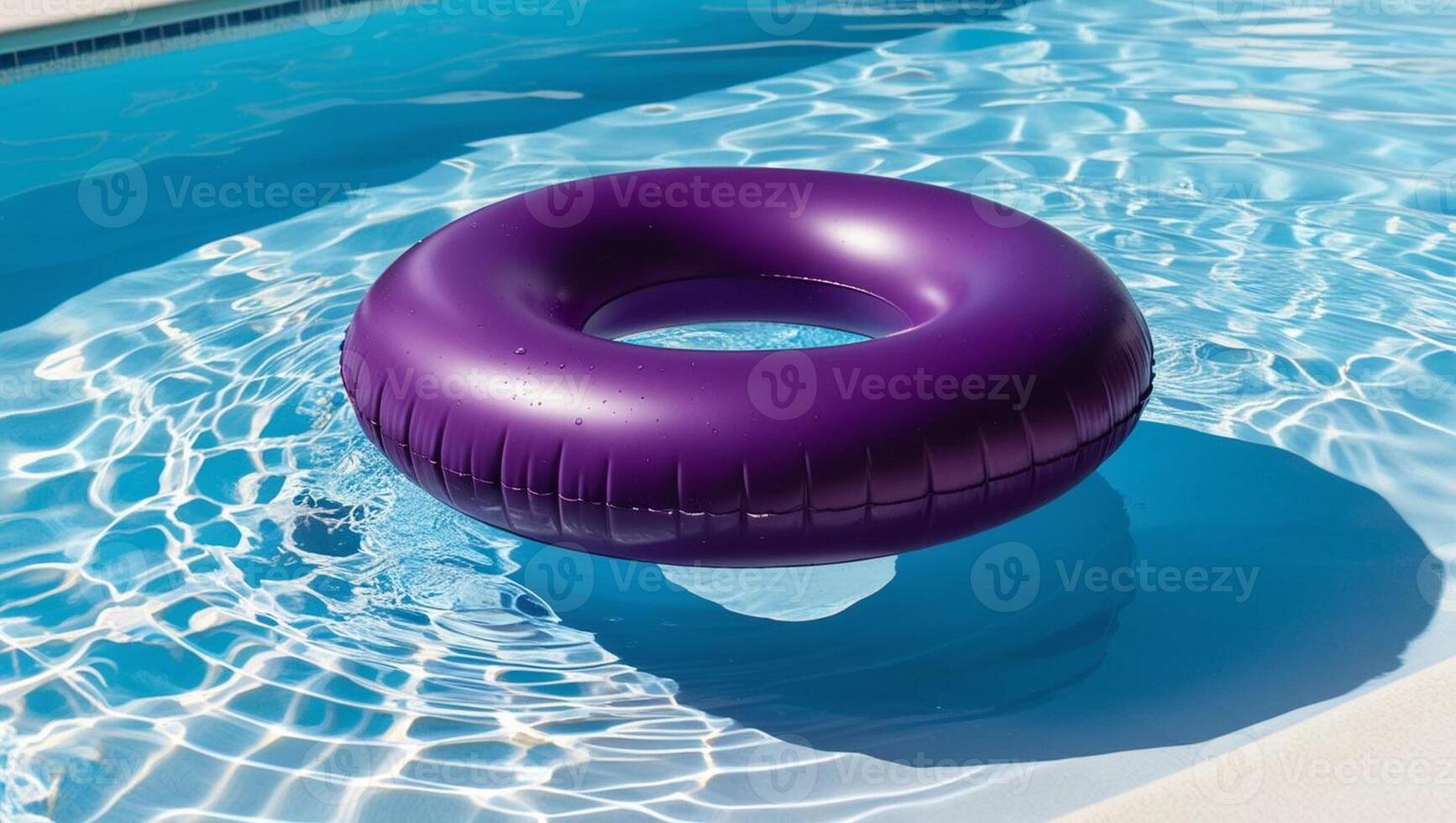 Dark Purple Floating Ring in Clear Pool Water photo