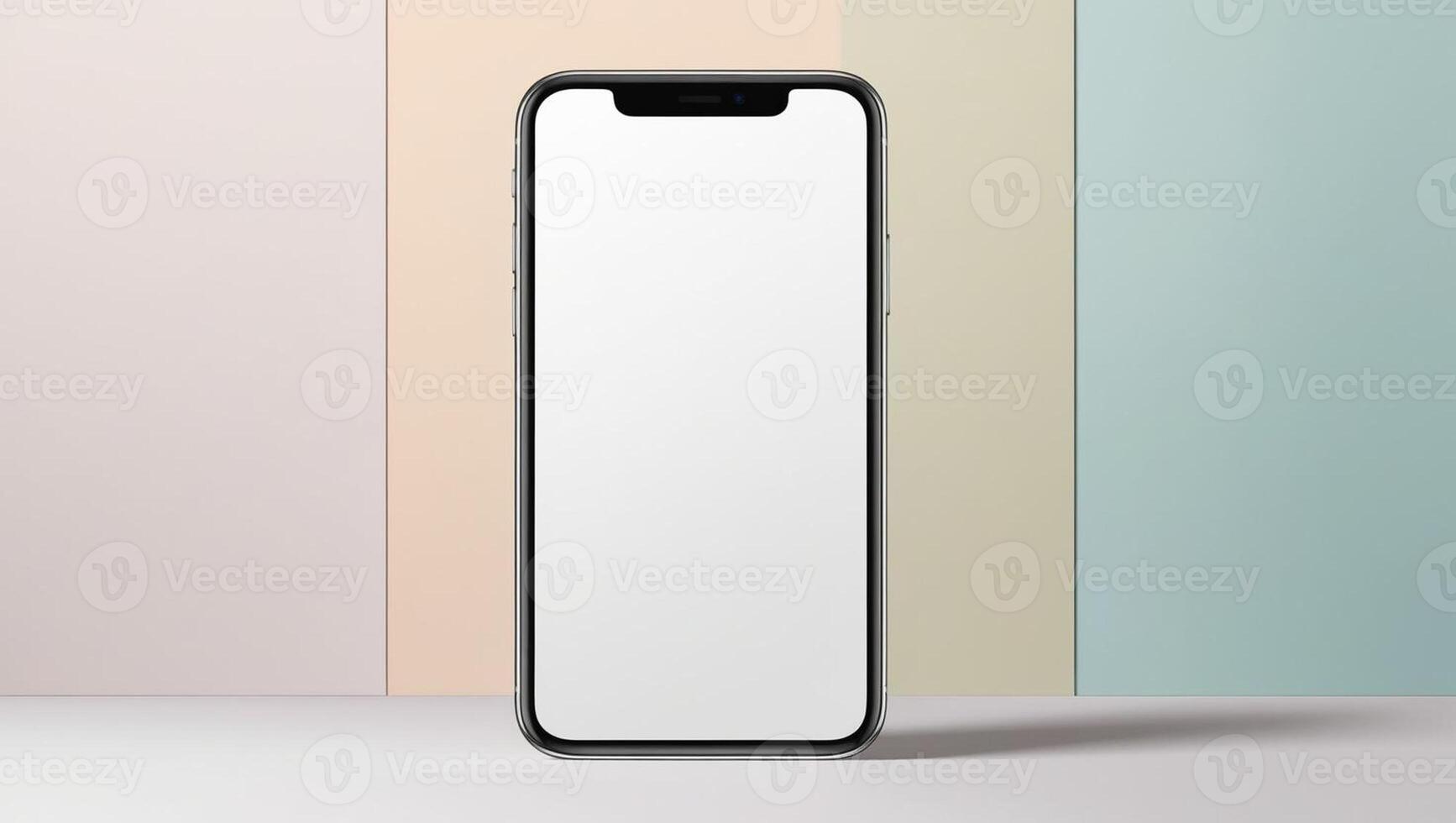 Smartphone mockup on a pastel colored background, blank empty screen, copy space photo