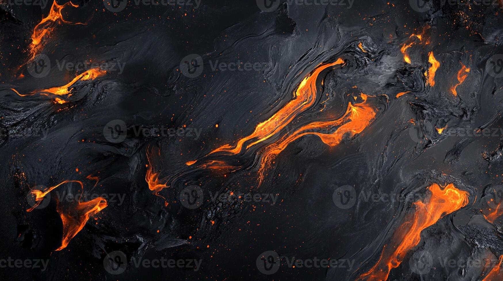 Abstract Fire Flames with Marble Effect on Black Background, Intense and Dramatic Energy Concept photo