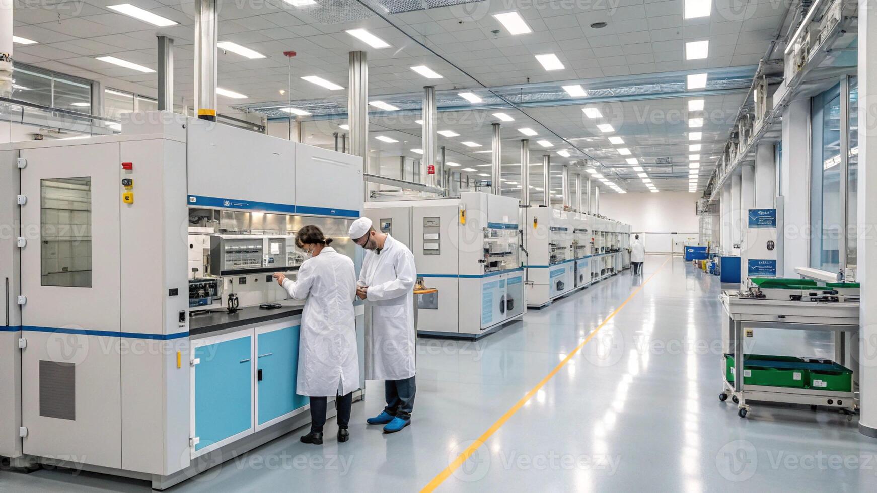 Scientists in Modern Industrial Laboratory, High Tech Research Facility, AI and Biotech Innovation, Futuristic Science photo