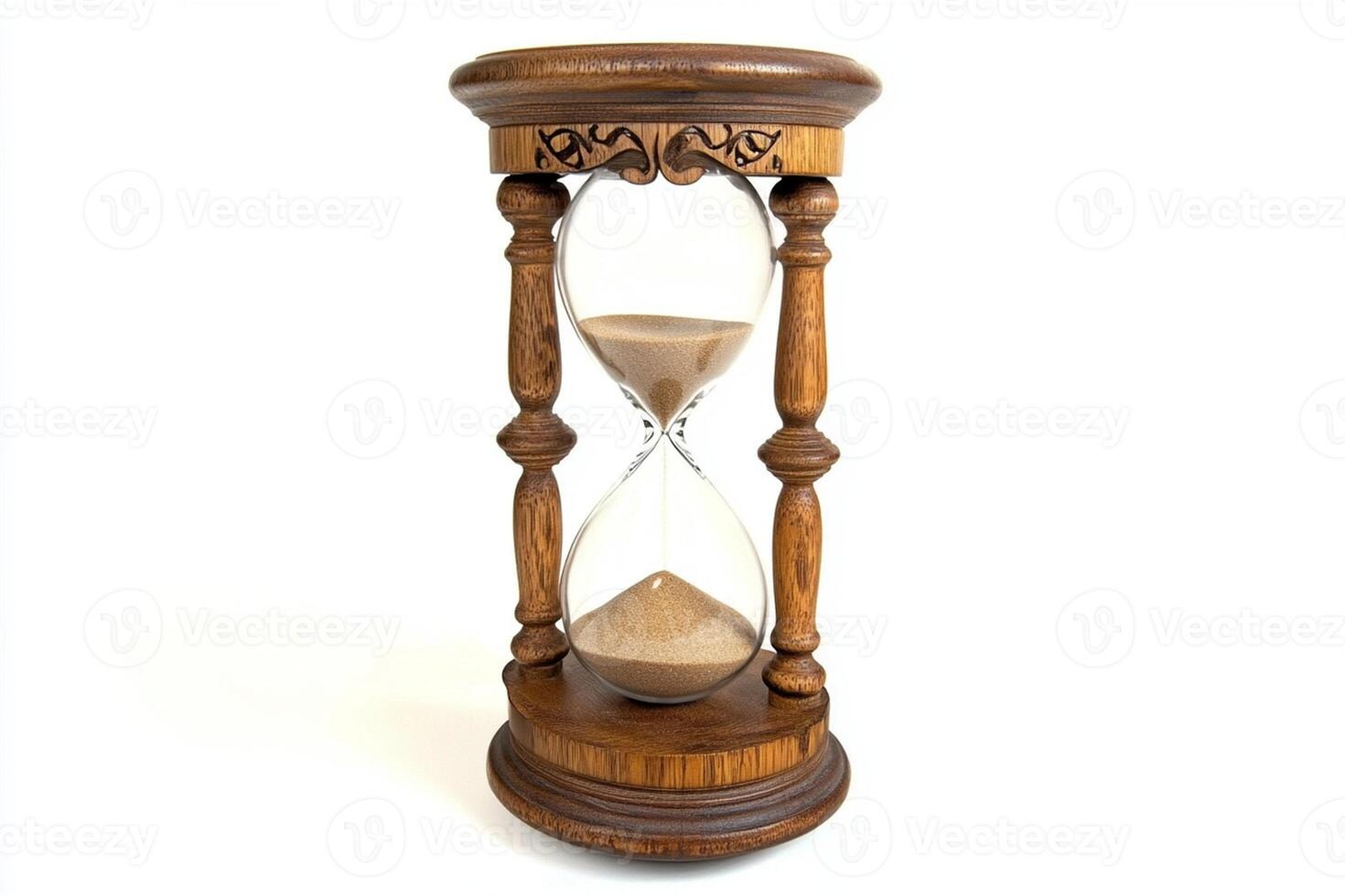 Hourglass Sand Countdown Timer on White Background, Time Concept photo