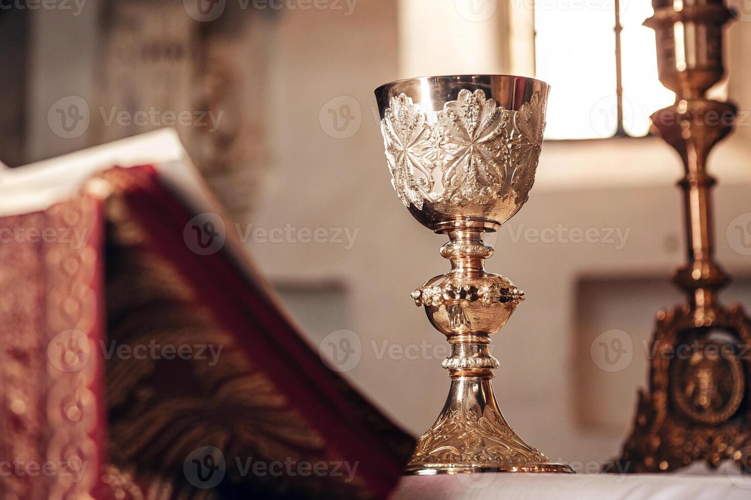 Ornate Antique Chalice with Intricate Historical Design photo