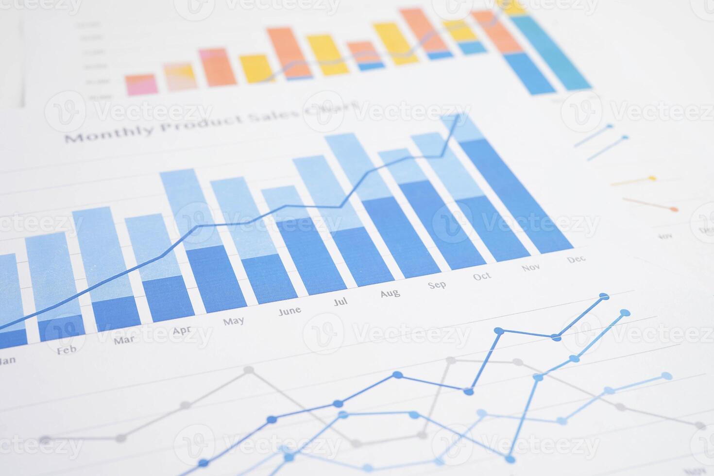 Chart graph paper. Finance, account, statistic, investment data economy, stock exchange bus photo