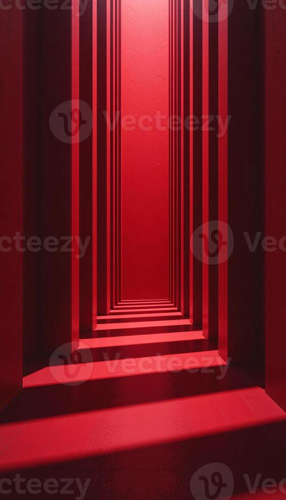 Abstract geometric composition, deep crimson red color palette photo