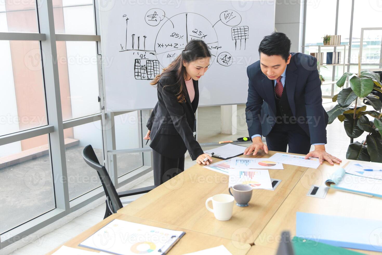 Businesspeople meeting in modern office, Professional business meeting in office, Teamwork and brainstorming concepts photo
