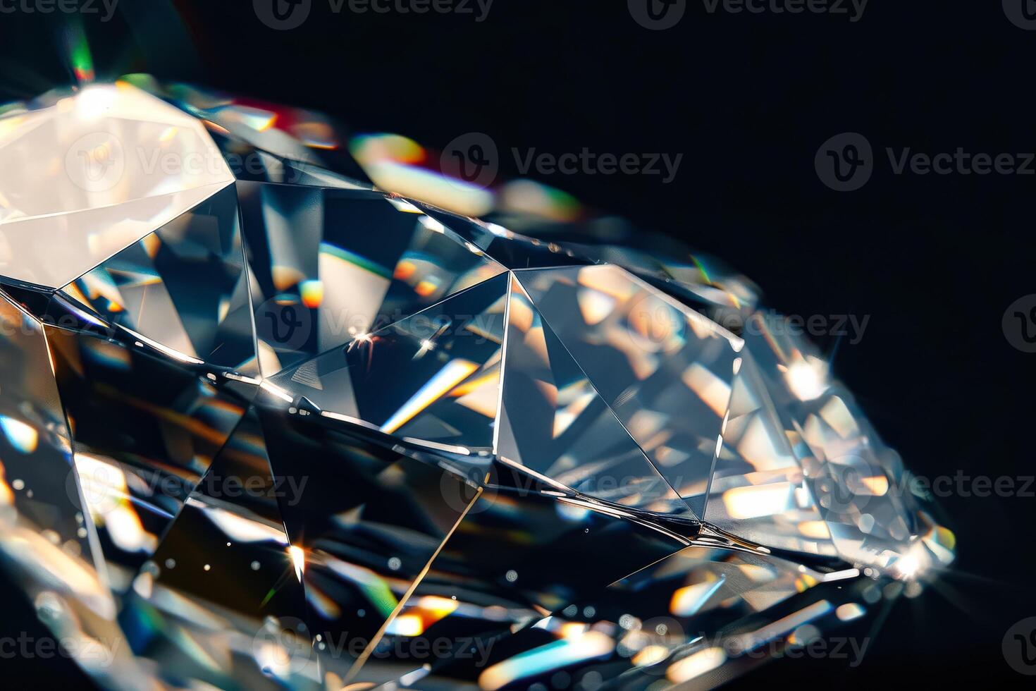 Close up of a diamond with a bright light shining on it photo