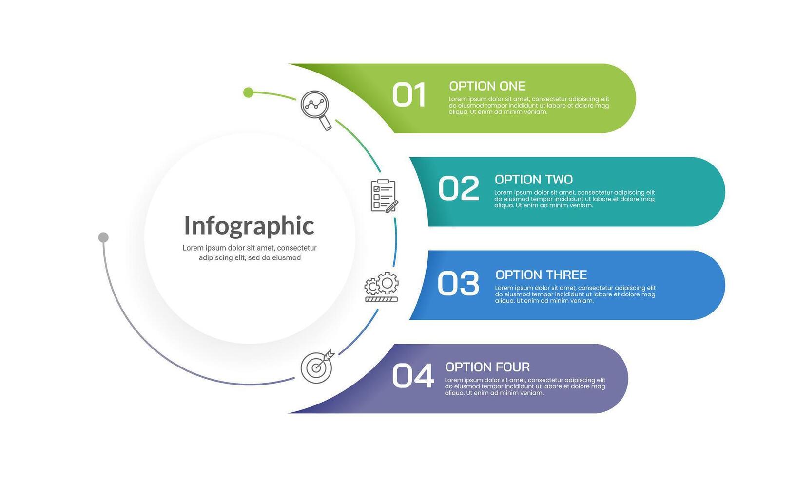 4 Steps or Option. Infographic circle design template to success. Business presentation, Plan, Strategy and Report. vector