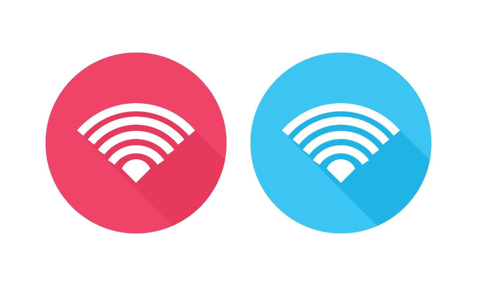 Wireless WiFi Icon Displaying in Red and Blue with Long Shadow. vector