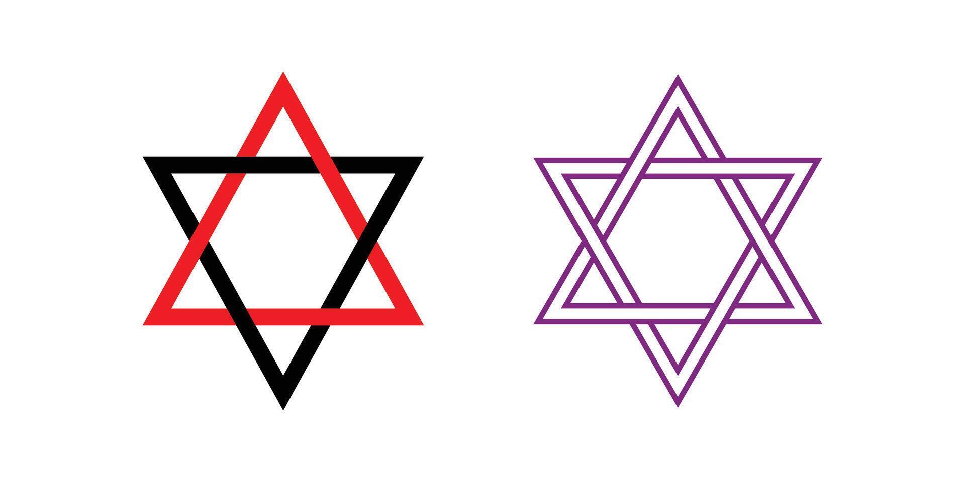 Two Red and Black Interlocking Stars of David Designs. vector