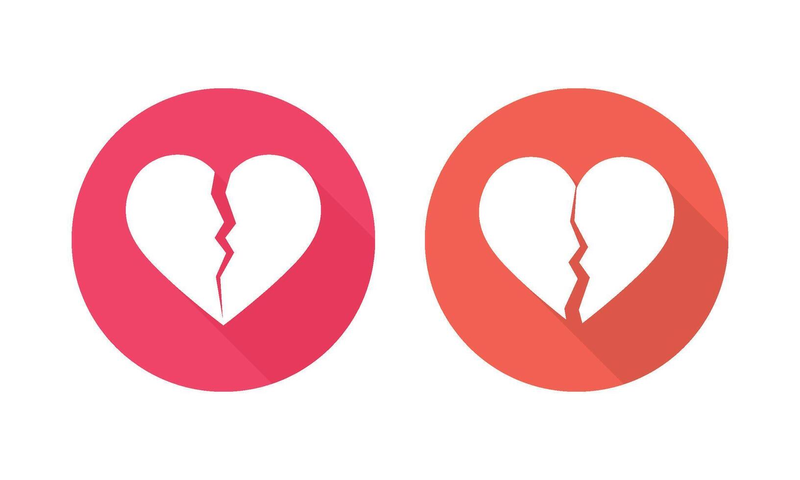 Two Broken Hearts Icons in Reddish Tones. vector
