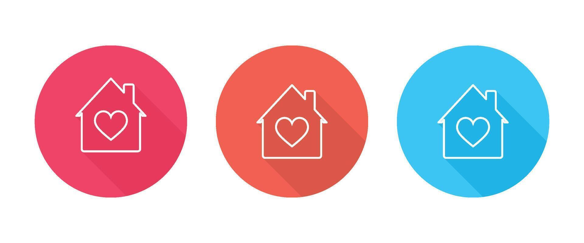House icons with hearts, representing warmth and belonging. House with heart inside. vector