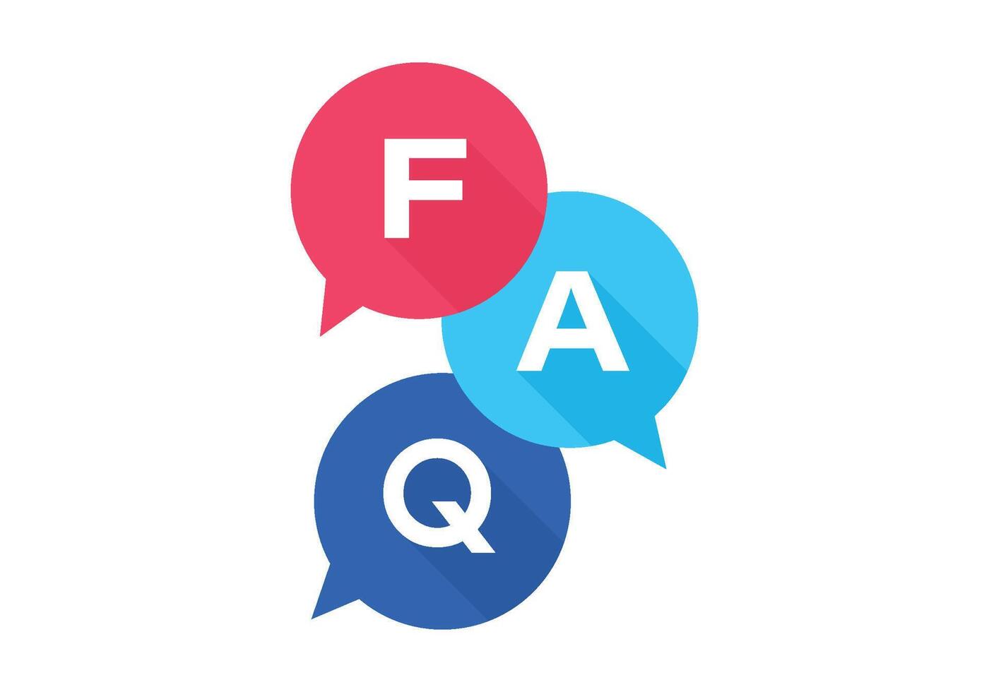 FAQ Icon Set with Colorful Speech Bubbles. vector