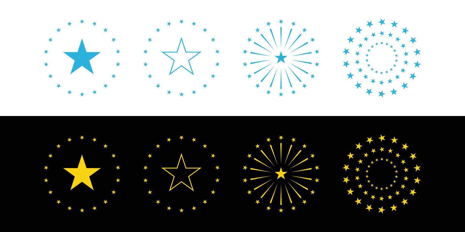 Stars in circle icons. Stars in a round circular illustration. Star circles icon. vector