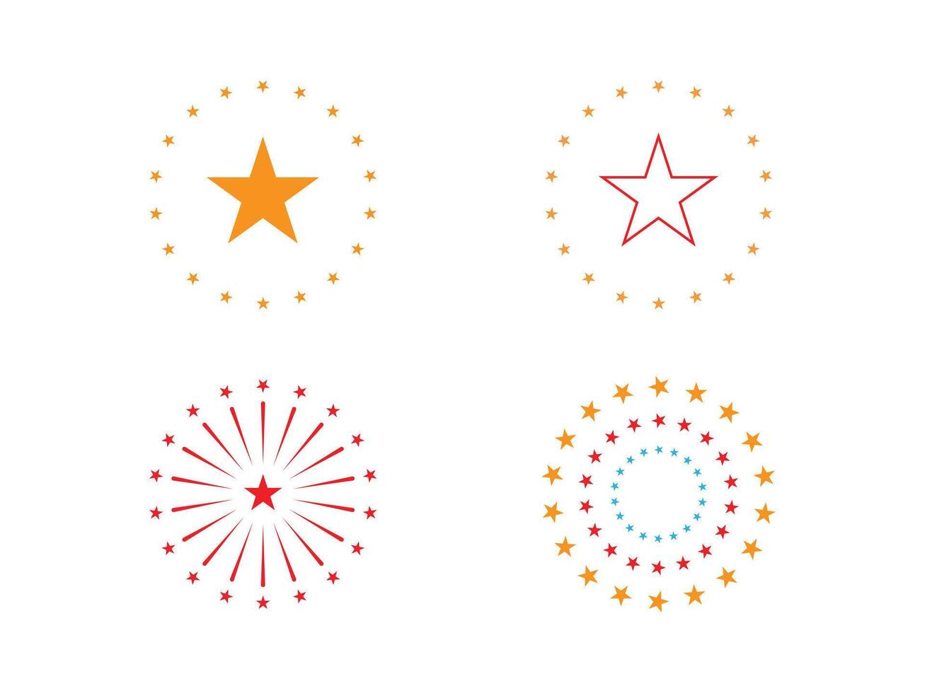 Stars in circle icons. Stars in a round circular illustration. vector