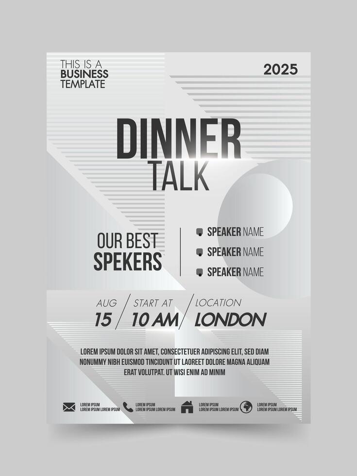 Brochure white and gray design flyer template technology conference geometric shapes design layout, annual report, magazine, poster, corporate report, banner, web. vector