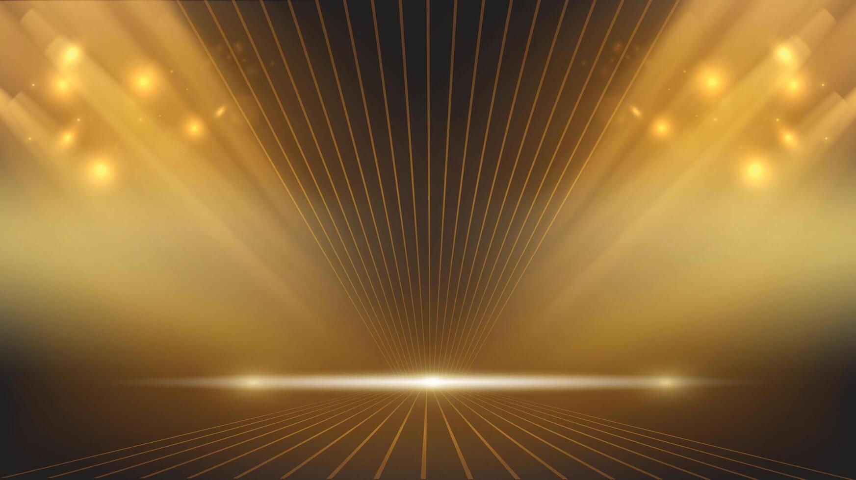 Black and Gold lighting stage background abstract geometric shapes luxury design wallpaper.Realistic layer elegant futuristic light.Cover layout template. vector