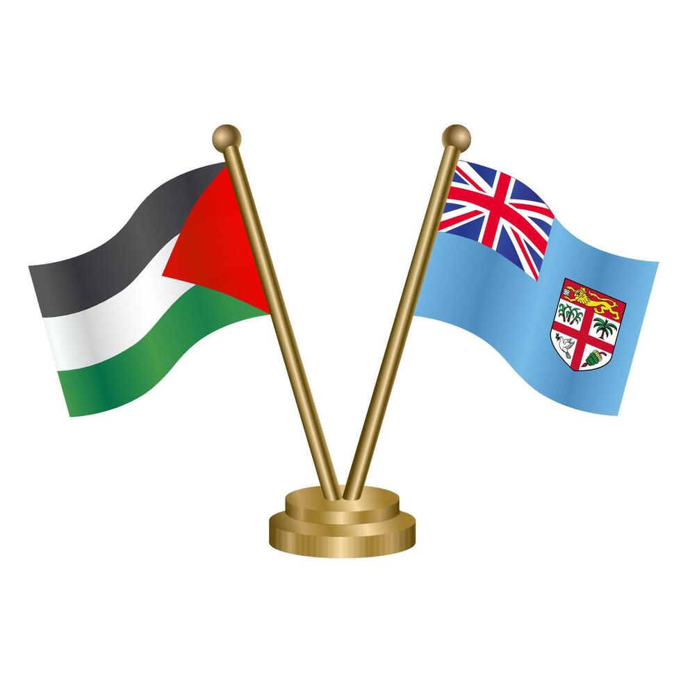 Palestine and Fiji table flags. vector