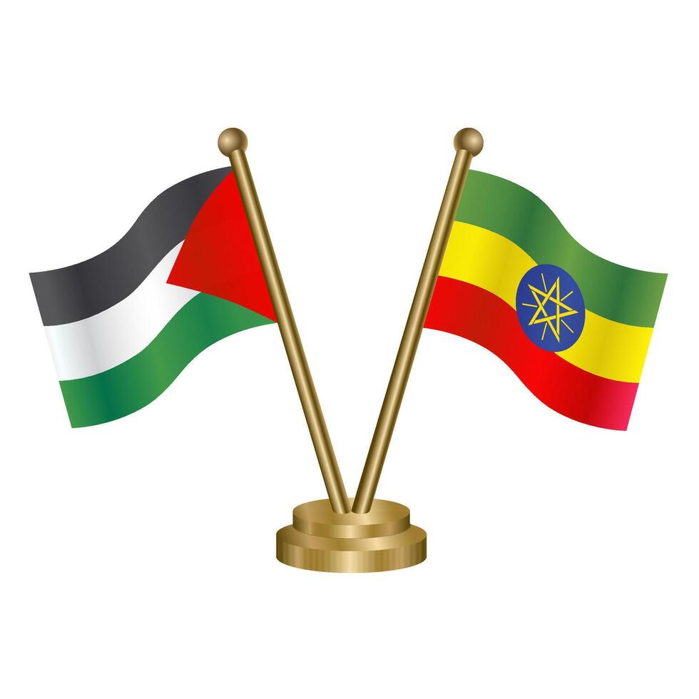 Palestine and Ethiopia table flags. vector