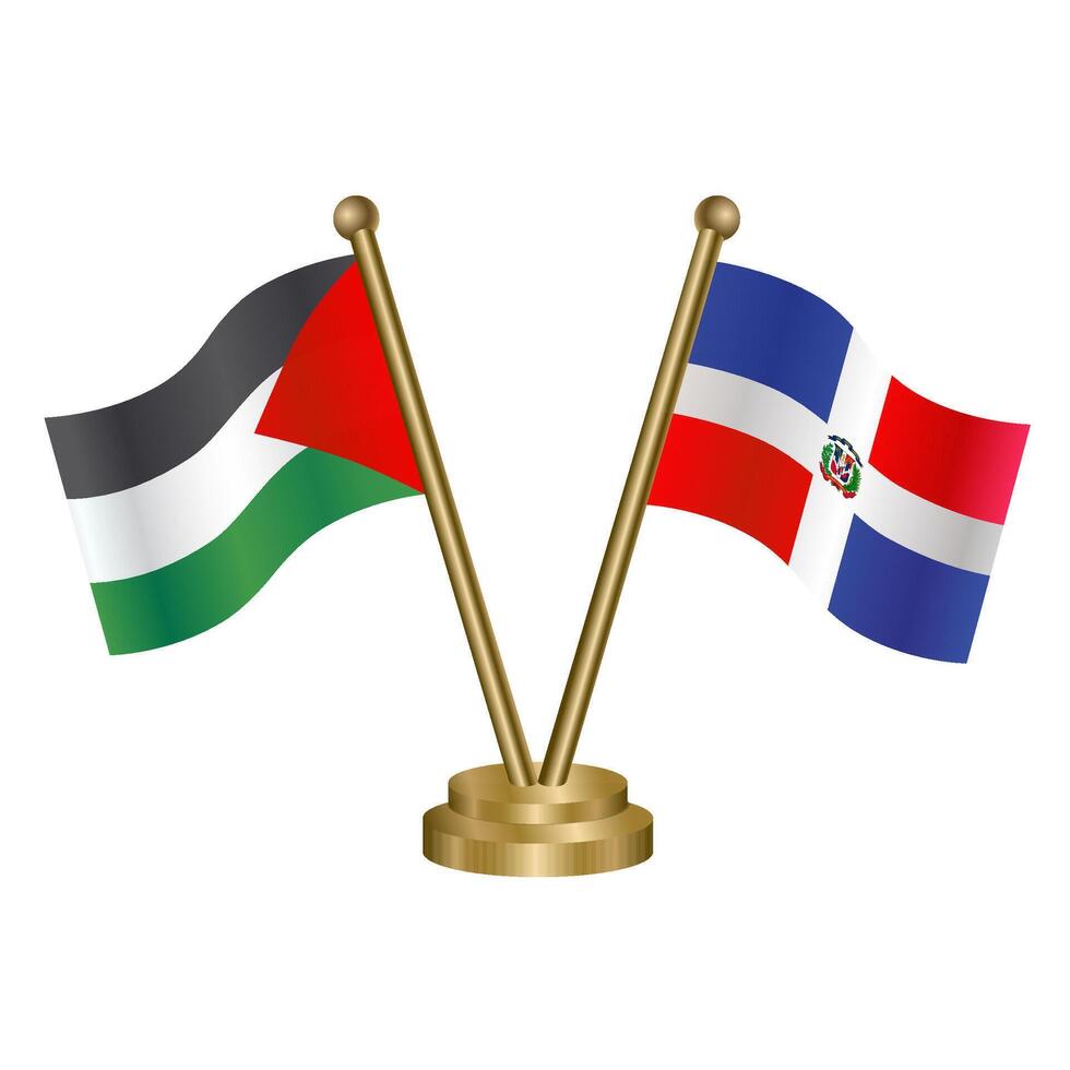 Palestine and Dominican Republic table flags. vector