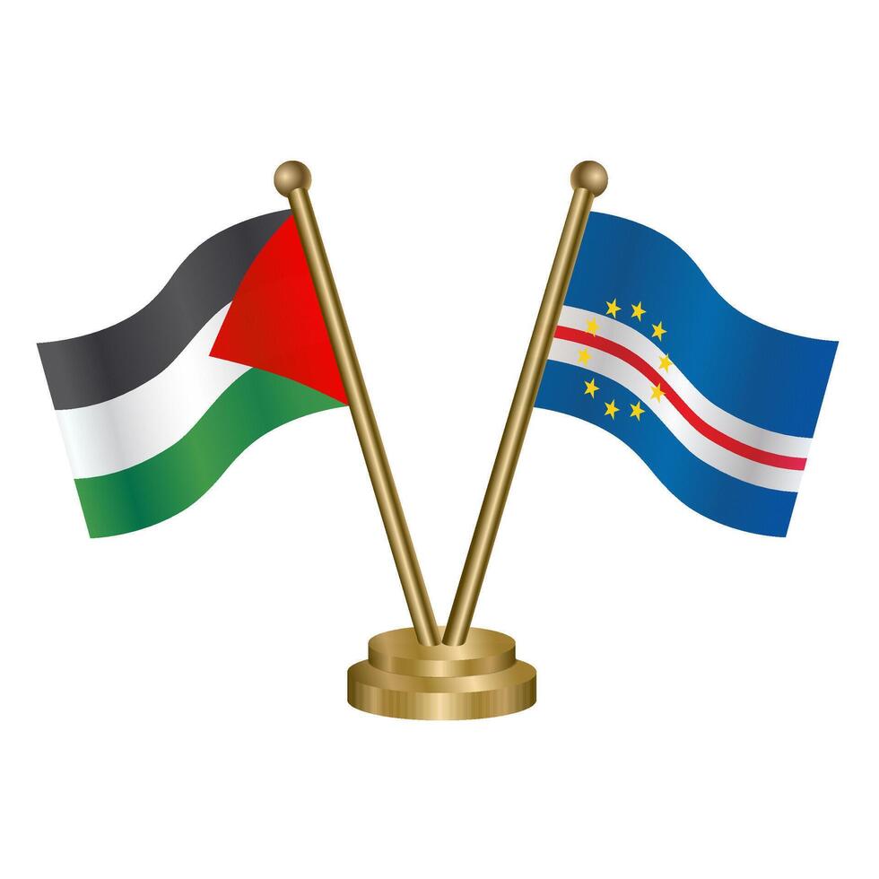 Palestine and Cape Verde table flags. vector