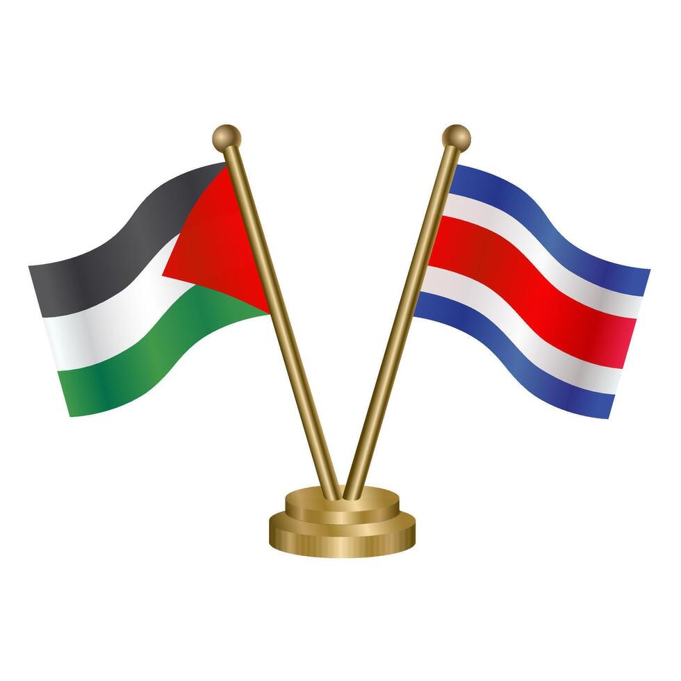 Palestine and Costa Rica table flags. vector