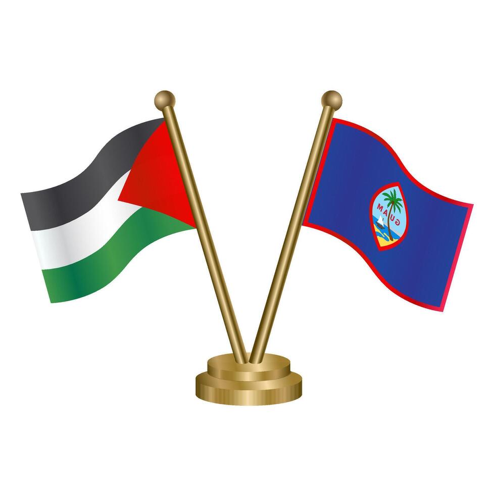 Palestine and Guam table flags. vector