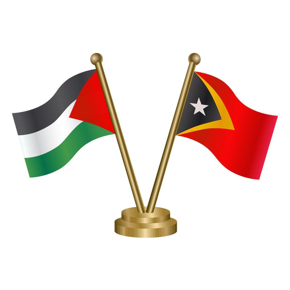 Palestine and East Timor table flags. vector