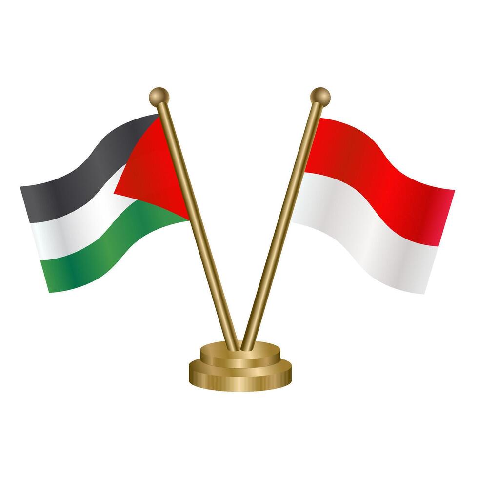 Palestine and Indonesia table flags. vector