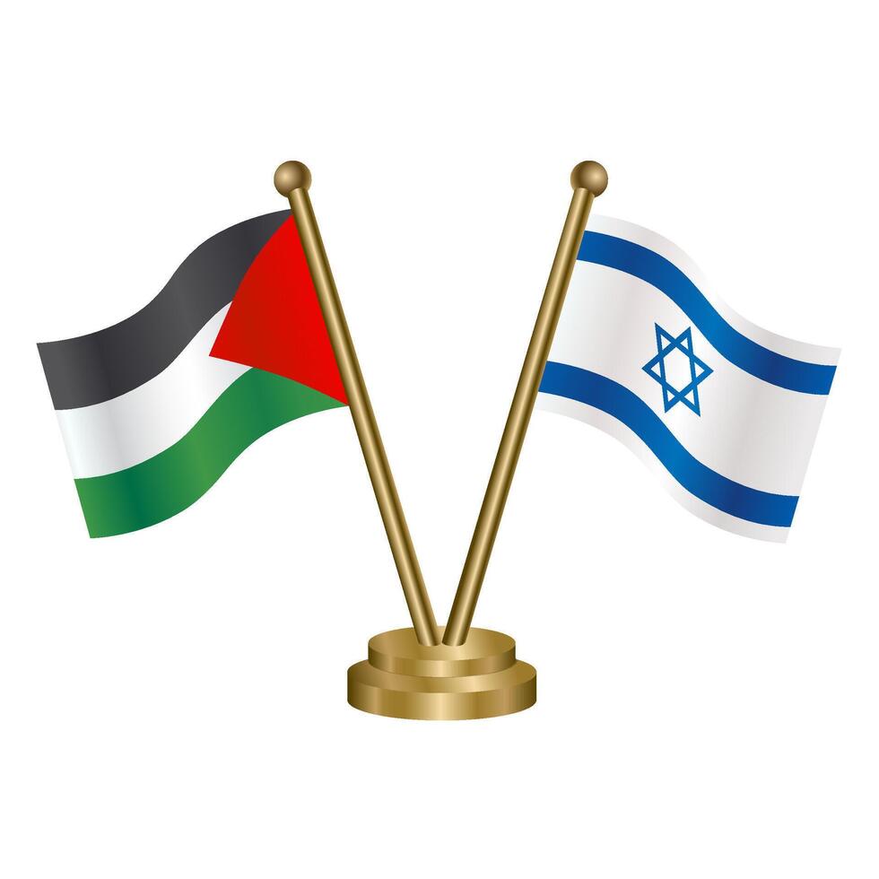 Palestine and Israel table flags. vector