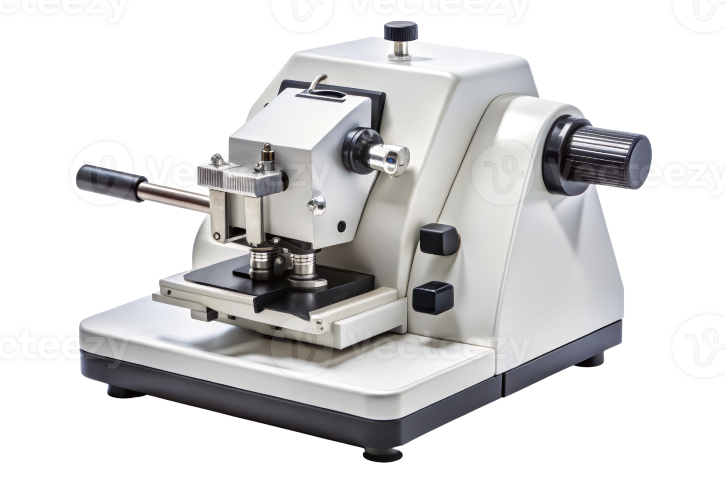 Rotary microtome instrument for laboratory tissue slicing isolated on a transparent background png