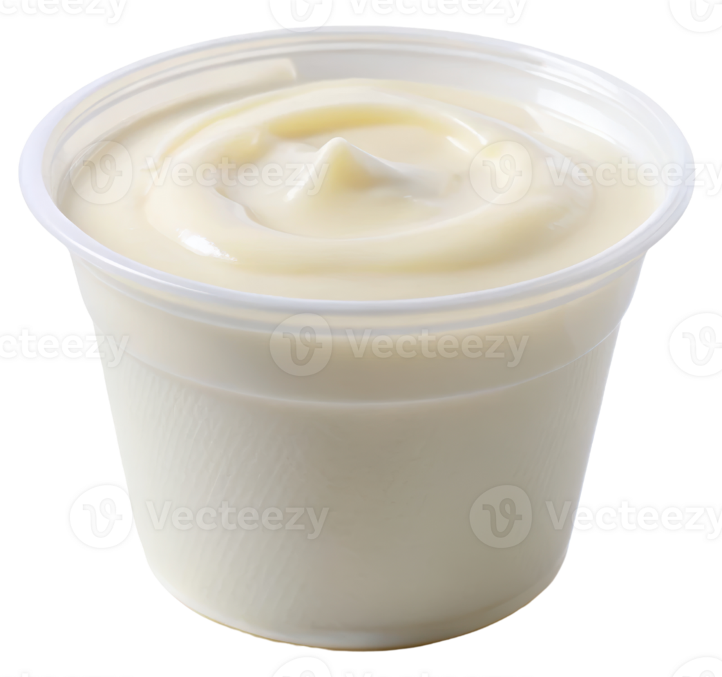 Creamy yogurt in a clear cup ready for a healthy snack isolated on a transparent background png