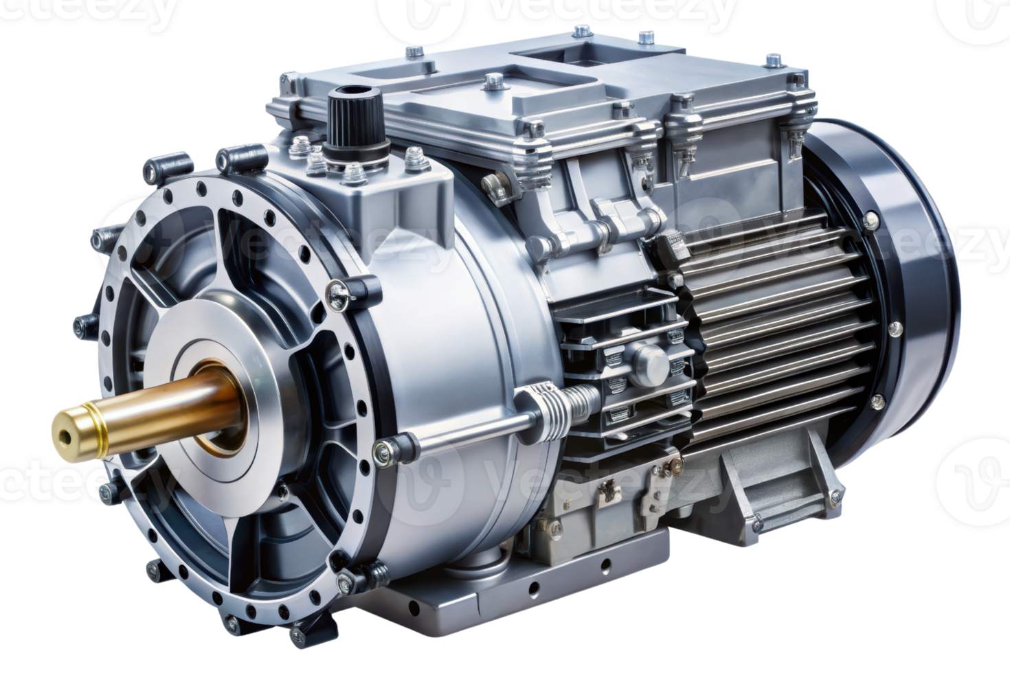 Powerful industrial electric motor for machinery drive isolated on a transparent background png