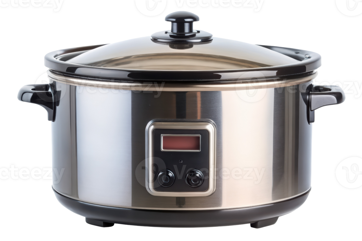 Modern electric slow cooker with digital control panel isolated on a transparent background png