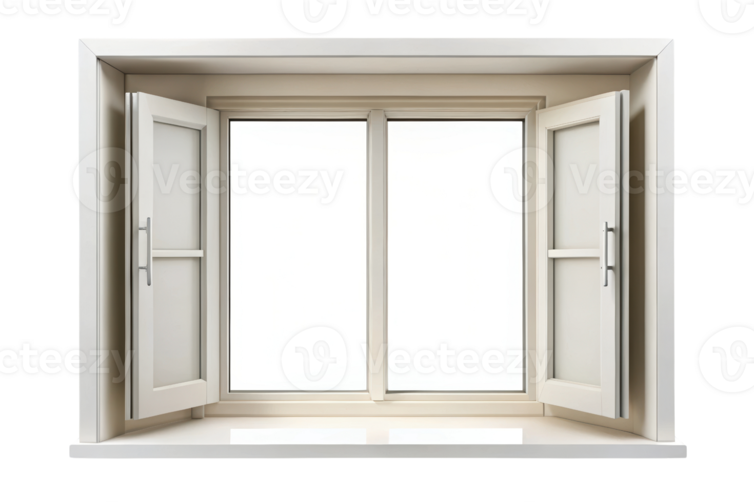 Open modern window frame with minimalist design png