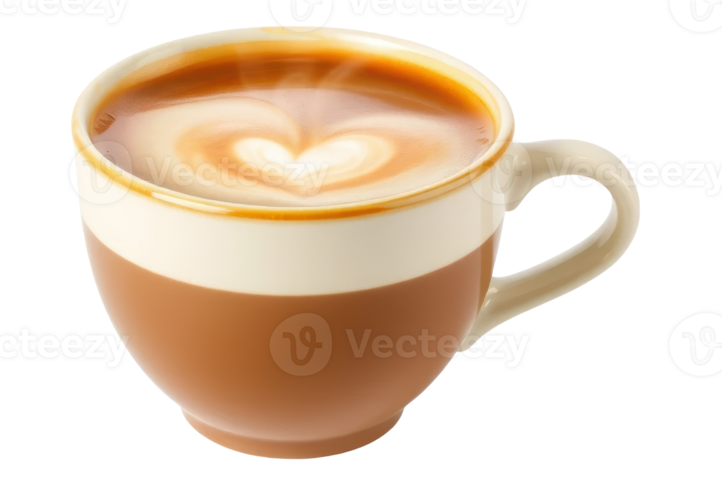 Artistic latte with heart design served in a stylish cup isolated on a transparent background png