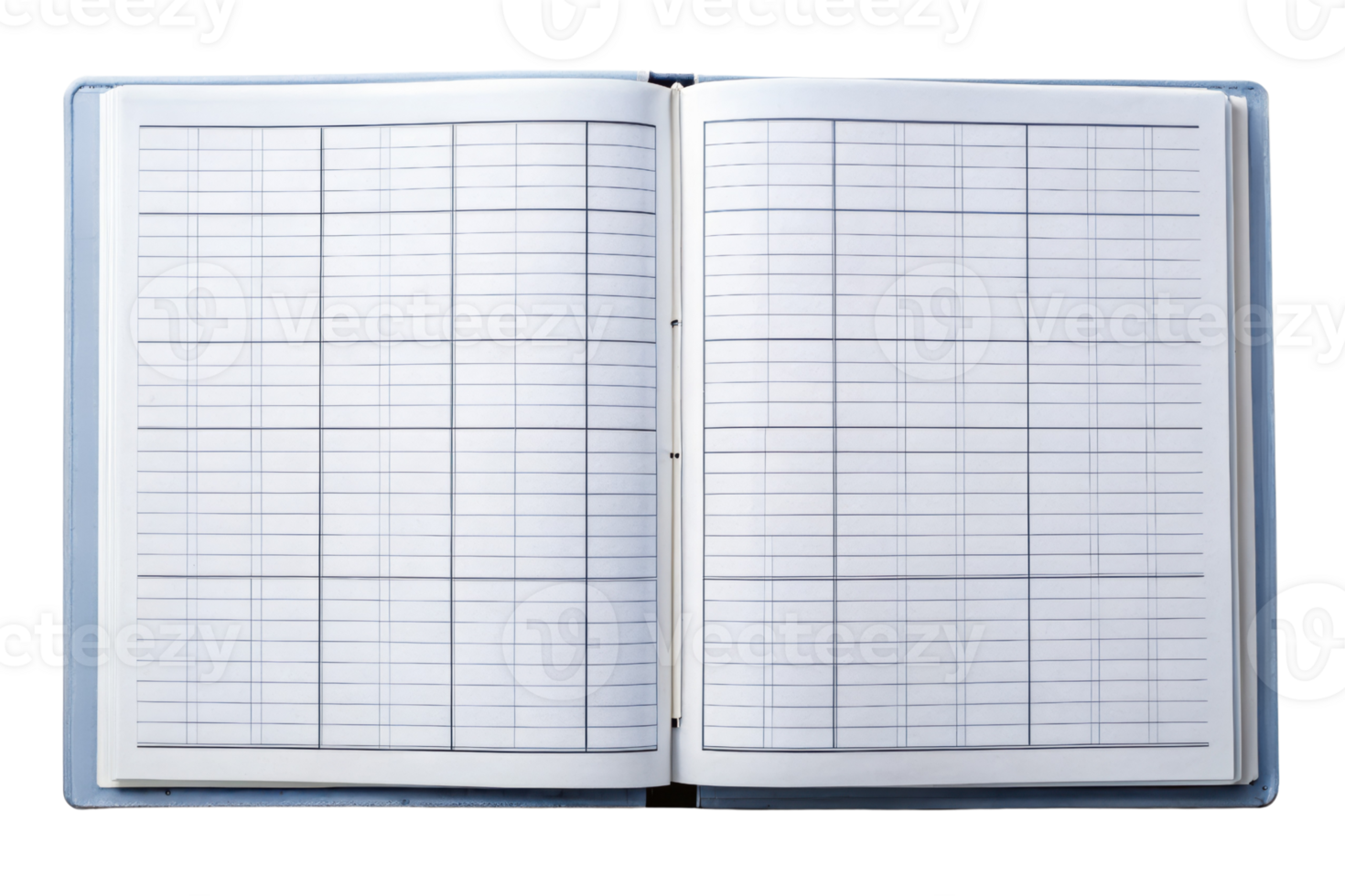 Open notebook with grid pages is perfect for planning isolated on a transparent background png