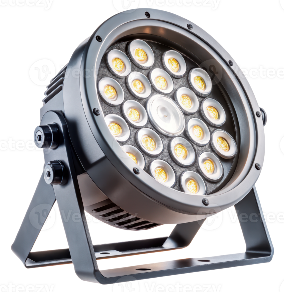 Industrial LED spotlight with multiple bulbs displayed png