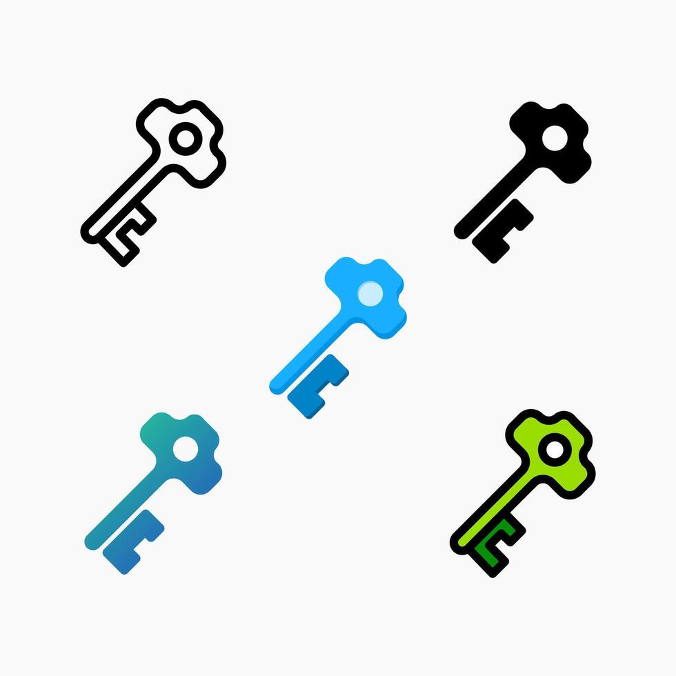 Design Illustration graphic of key icon with colored line, flat, glyph, gradient, and line style. Suitable for UI, mobile design, web design, etc. vector